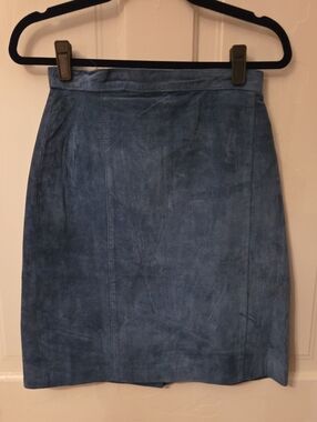 Women's Peacock Blue Suede Pencil Skirt